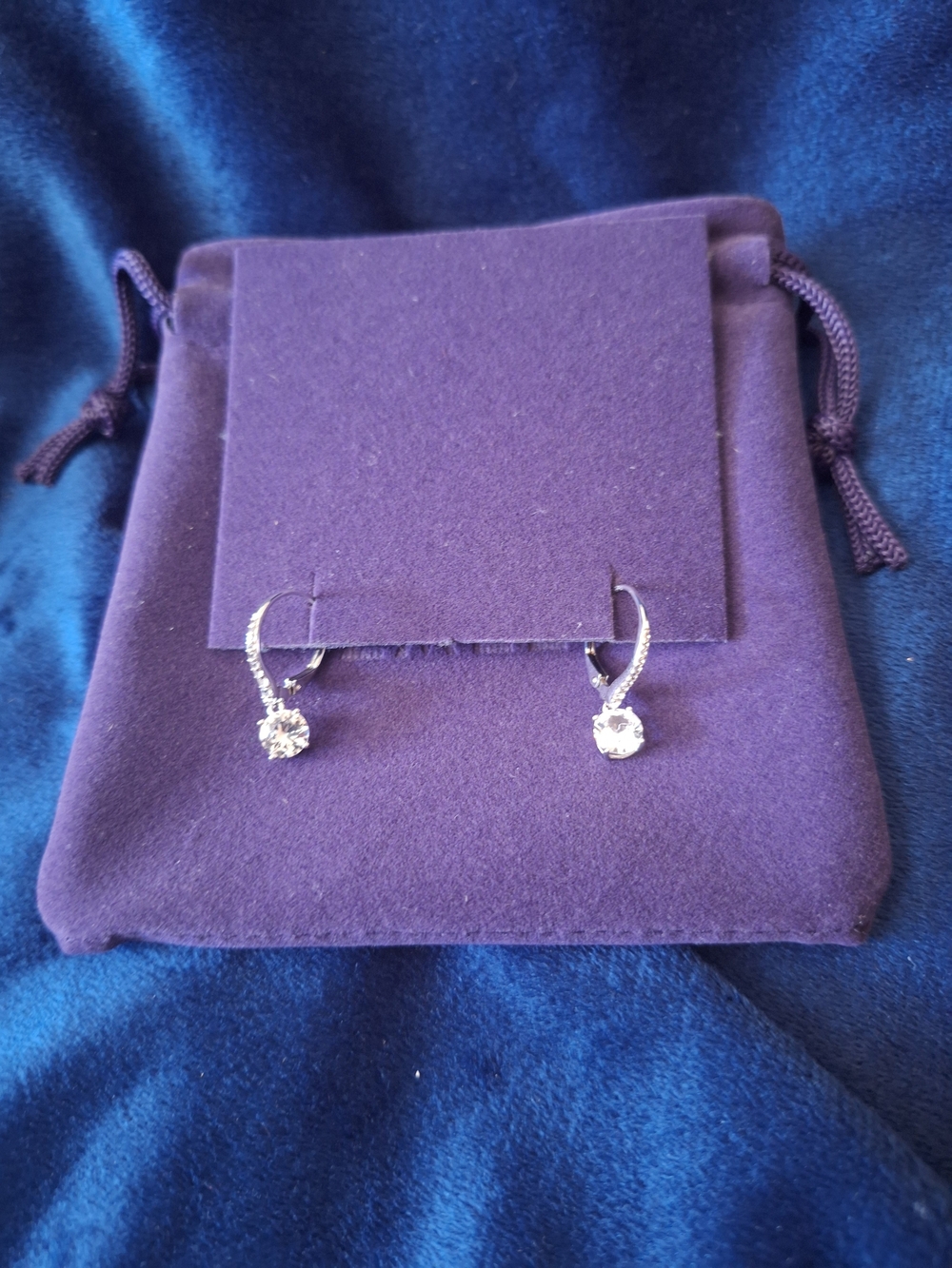 Zales 6.25 White Lab-Created Sapphire Drop Earrings in Strerling Silver